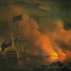 French Fire Rafts Attacking the English Fleet off Quebec, 28 June 1759